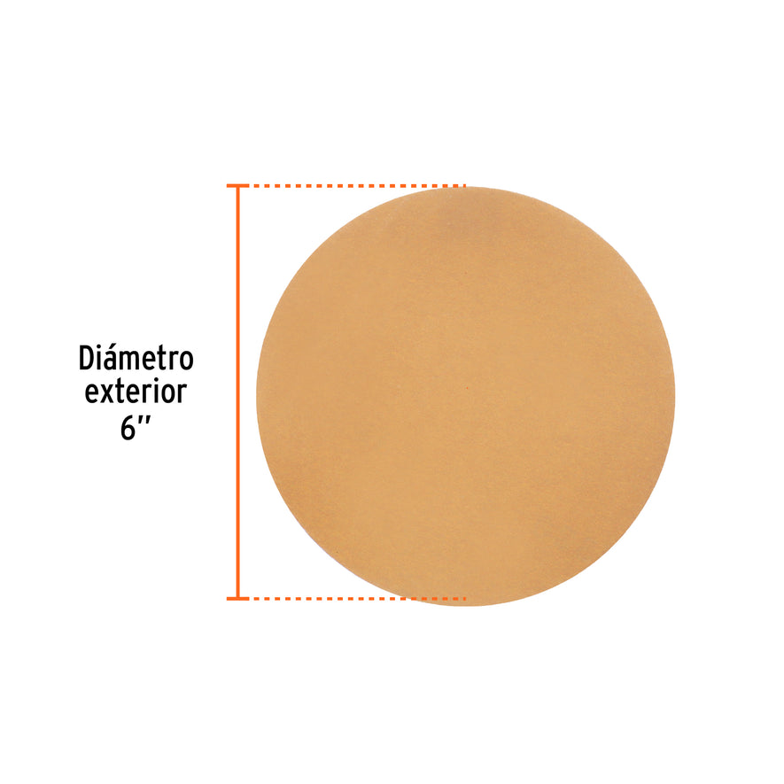 Caja 5 discos de lija p/madera 6' grano 320, velcro, s/perf. Caja con 5, 103416