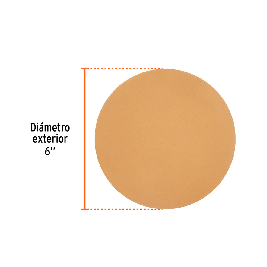 Caja 5 discos de lija p/madera 6' grano 400, velcro, s/perf. Caja con 5, 103417