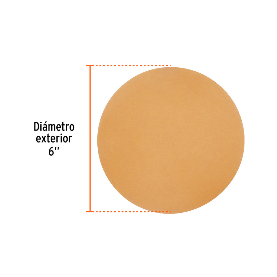 Caja 5 discos de lija p/madera 6' grano 600, velcro, s/perf. Caja con 5, 103418