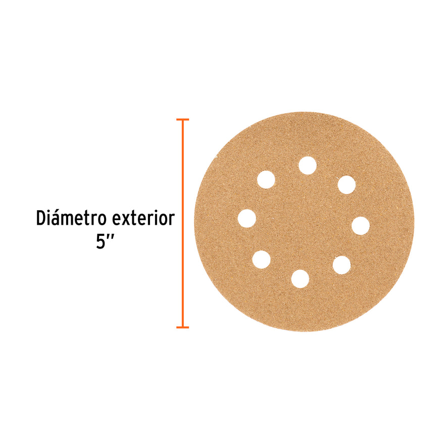 discos de lija 5' grano 60 lijadora roto-orbital Caja con 5, 17848
