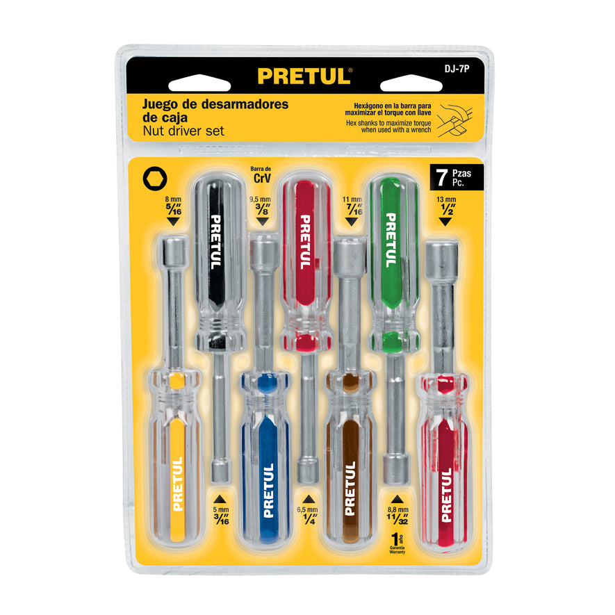 Juego de 7 desarmadores de caja mango de PVC, Pretul Caja con 4, 21420