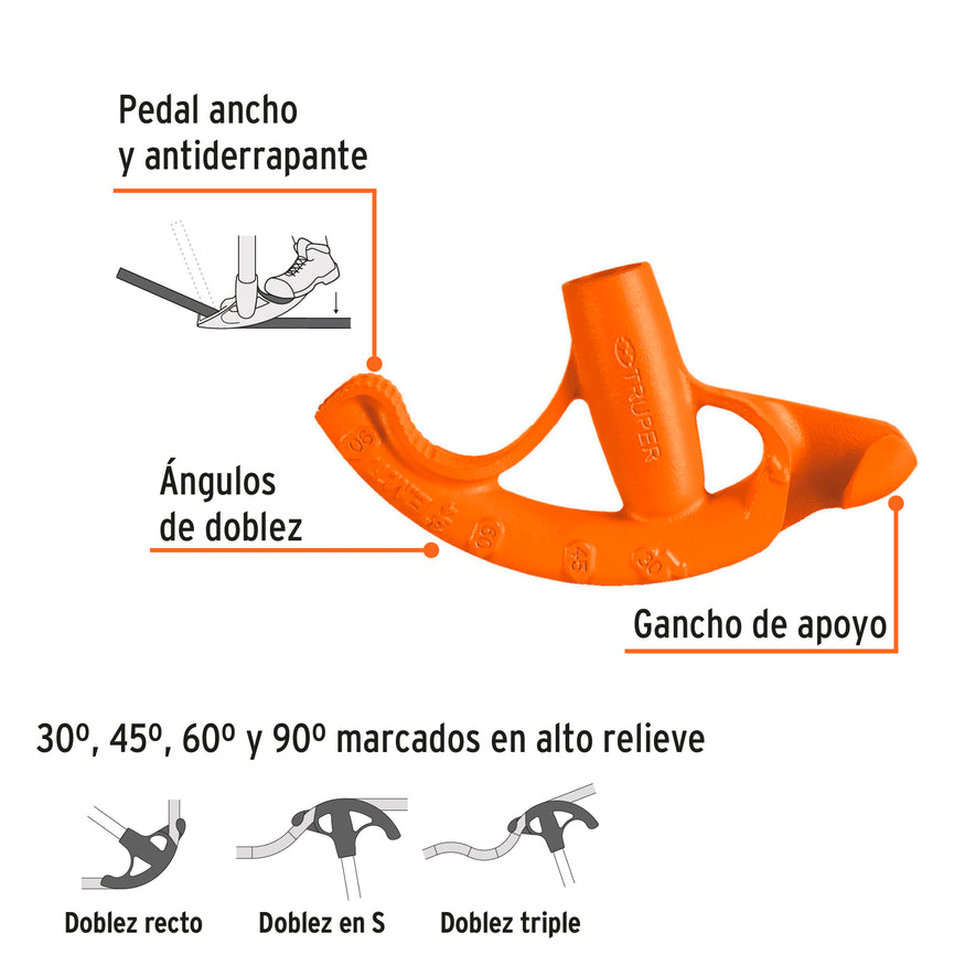 Doblador de tubo conduit 3/4', Truper, 12846