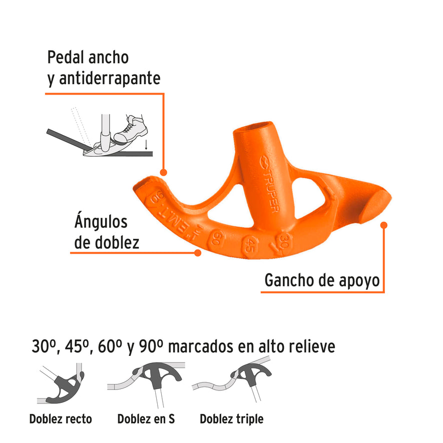 Doblador de tubo conduit 1/2', Truper, 12845