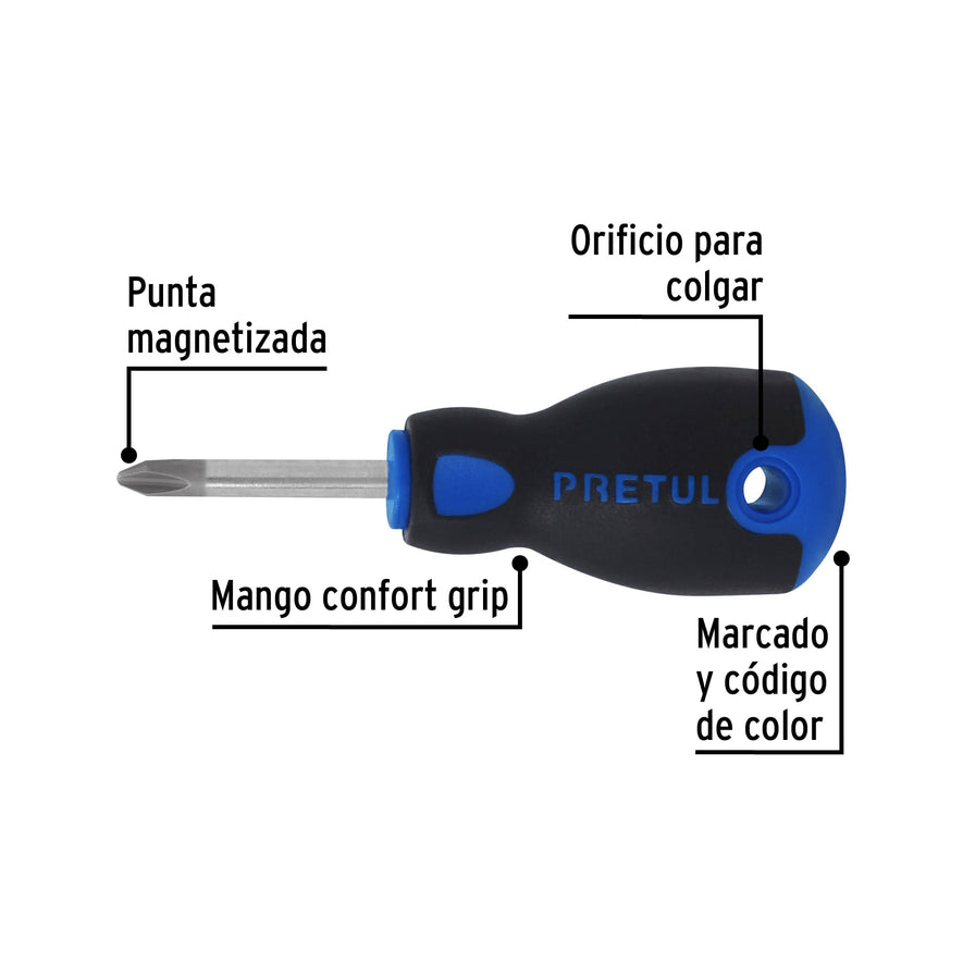 Desarmador de cruz 1/4' x 1-1/2' mango Comfort Grip, Pretul Caja con 6, 21498