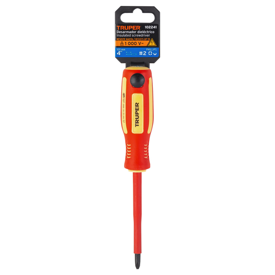 Desarmador dieléctrico de cruz 1/4' x 4', Truper Caja con 6, 102241