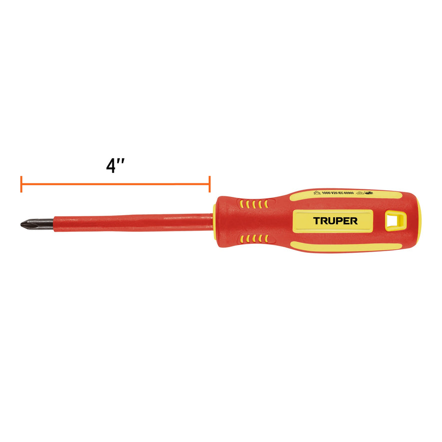 Desarmador dieléctrico de cruz 1/4' x 4', Truper Caja con 6, 102241