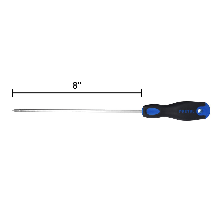 Desarmador de cruz 3/16' x 8' mango Comfort Grip, Pretul Caja con 6, 28085