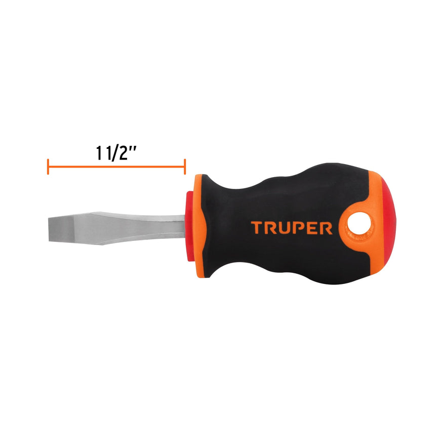 Desarmador plano 1/4' x 1-1/2' mango Comfort Grip, Truper Caja con 6, 14003