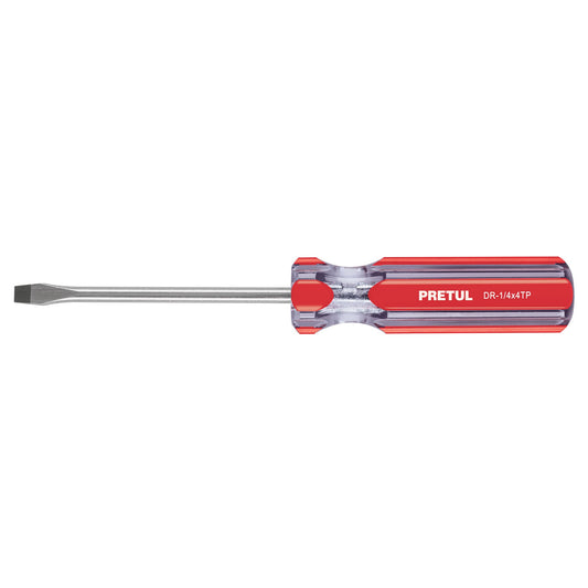 Desarmador plano 1/4 x 4' mango de PVC, Pretul Caja con 6, 21459