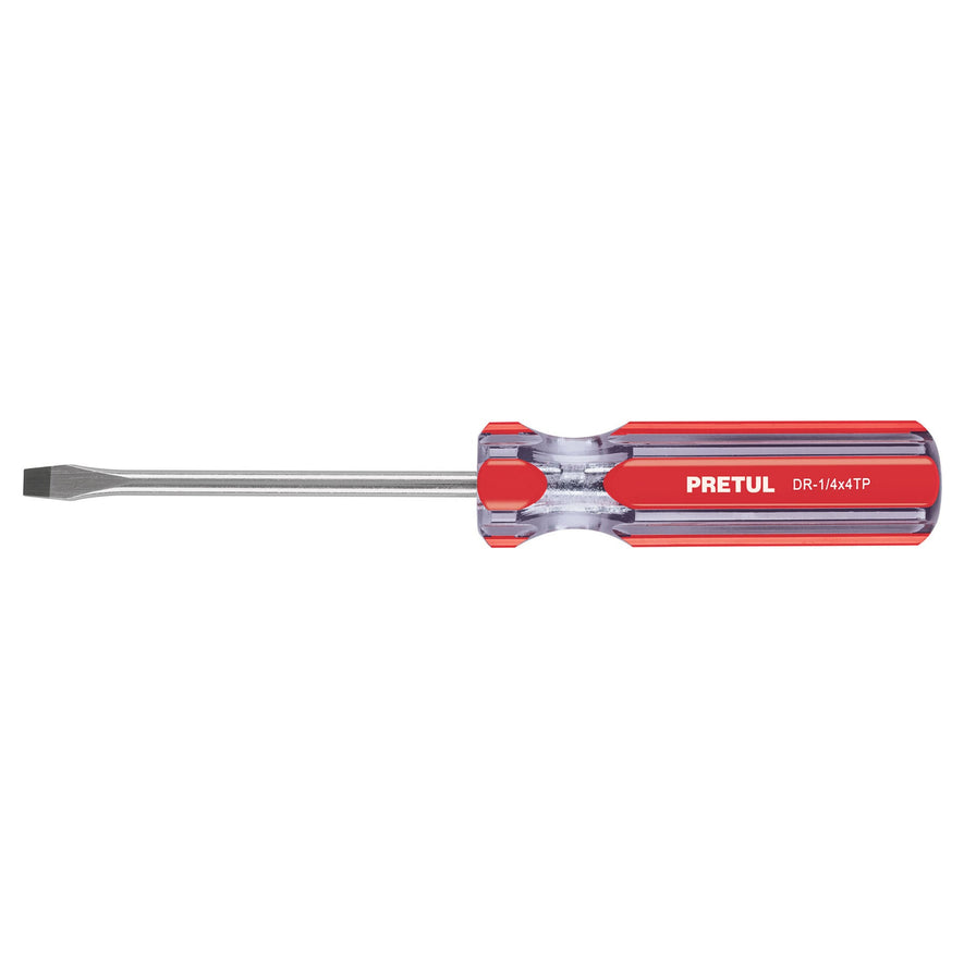 Desarmador plano 1/4 x 4' mango de PVC, Pretul Caja con 6, 21459