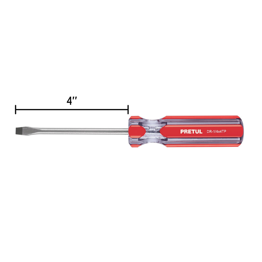 Desarmador plano 1/4 x 4' mango de PVC, Pretul Caja con 6, 21459