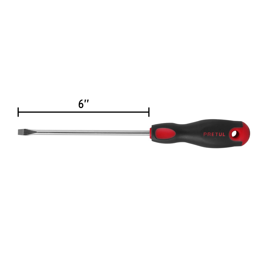 Desarmador plano 1/4' x 6'mango Comfort Grip, Pretul Caja con 6, 21484
