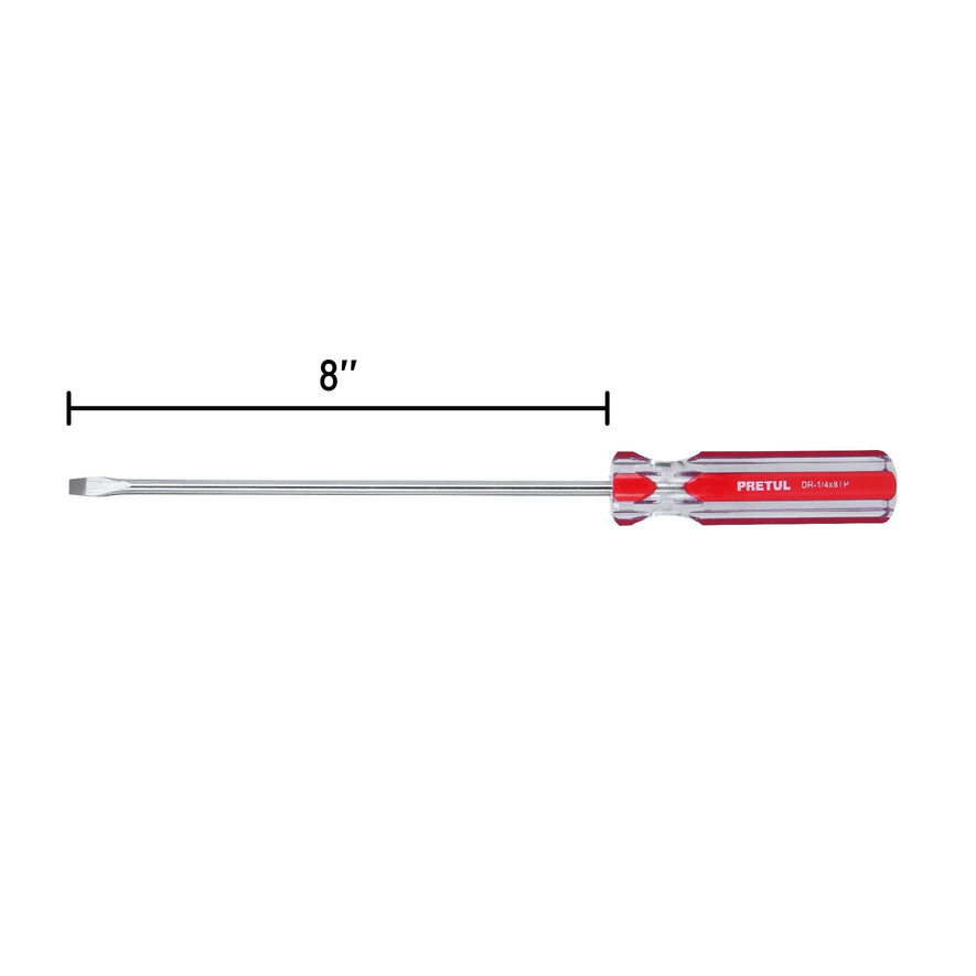 Desarmador plano 1/4 x 8' mango de PVC, Pretul Caja con 6, 21460