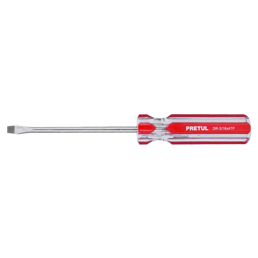 Desarmador plano 3/16 x 4' mango de PVC, Pretul Caja con 6, 21458