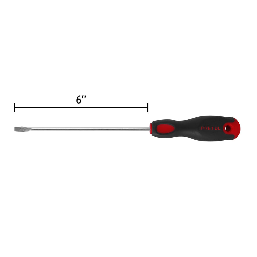 Desarmador plano 3/16 x 6' mango Comfort Grip, Pretul Caja con 6, 21479