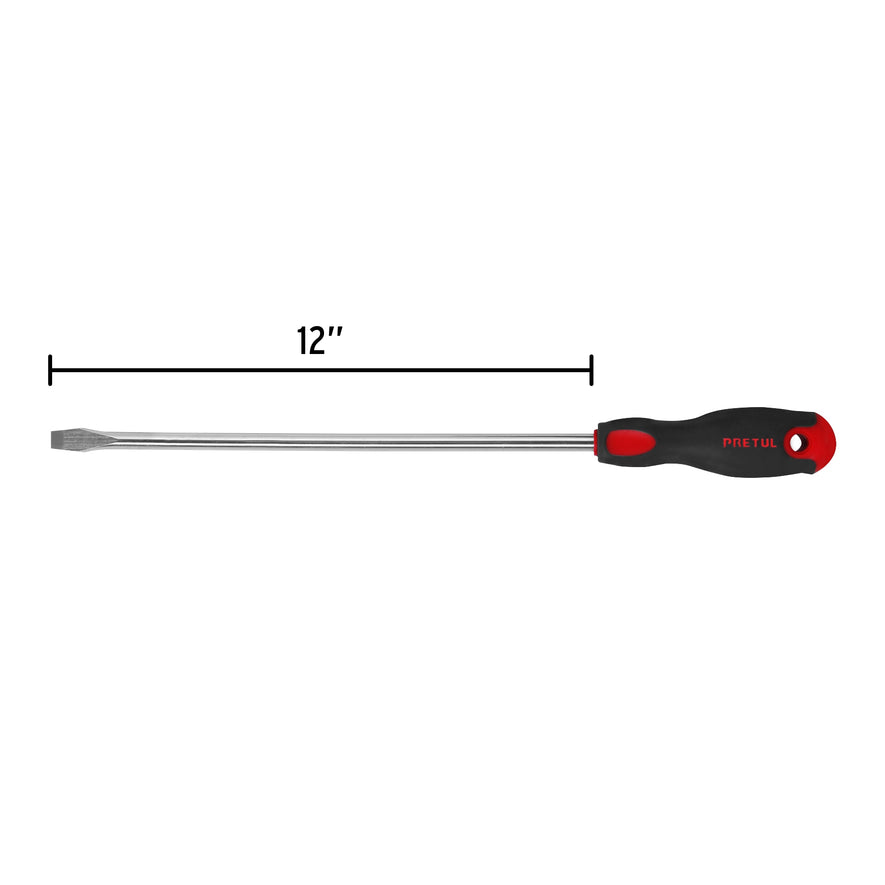 Desarmador plano 3/8' x 12' mango Comfort Grip, Pretul Caja con 6, 28081