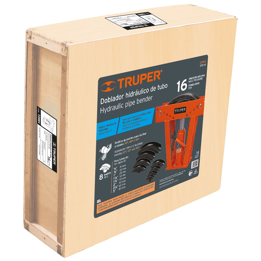 Doblador hidráulico para tubo, 16 ton, Truper, 12884