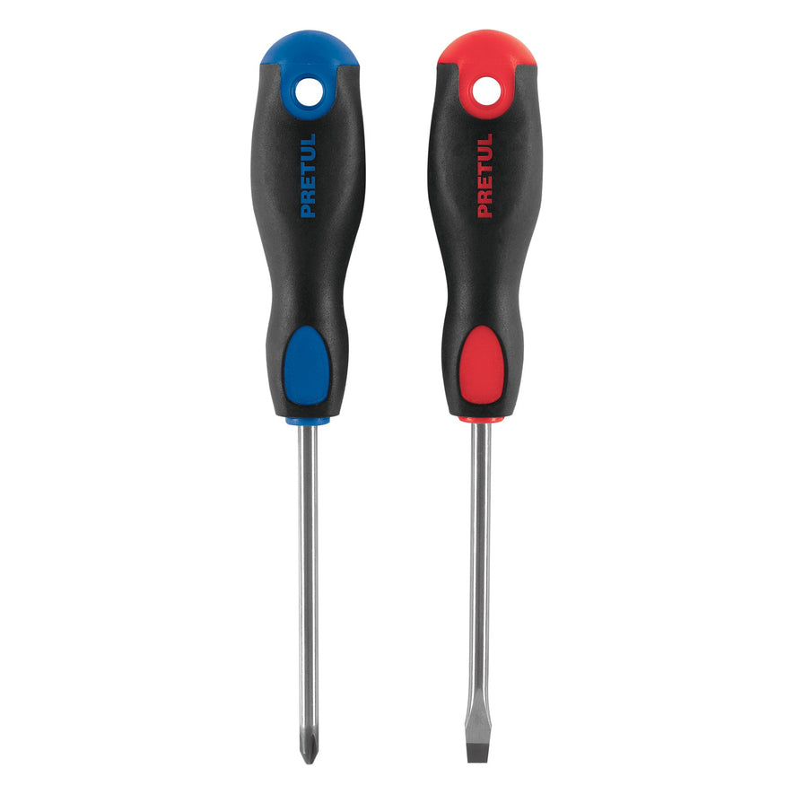 Dúo de desarmadores 1/4' x 4' mango Comfort Grip, Pretul Caja con 6, 20215