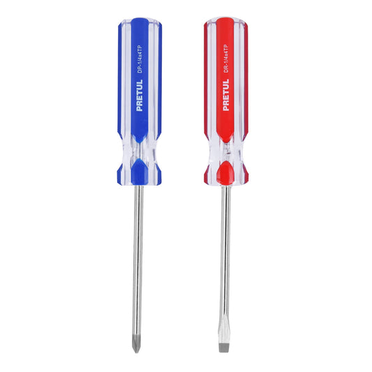 Dúo de desarmadores 1/4 x 4' mango de PVC, Pretul Caja con 6, 20210