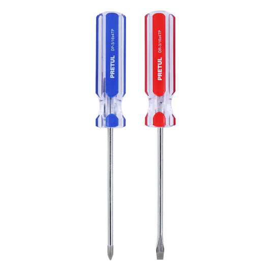 Dúo de desarmadores 3/16 x 4' mango de PVC, Pretul Caja con 6, 20211