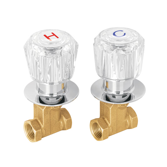 Juego llaves empotrar roscables, maneral acrílico, Foset, 49252