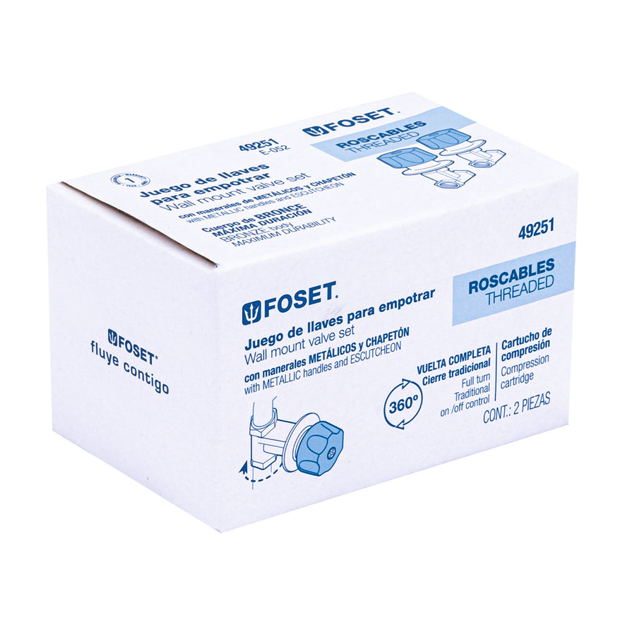Juego llaves empotrar roscables, maneral metálico, Foset, 49251