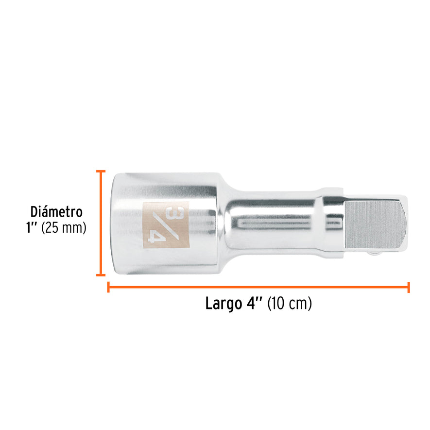 Extensión cuadro 3/4' para matraca, largo 4', Truper Caja con 2, 13902