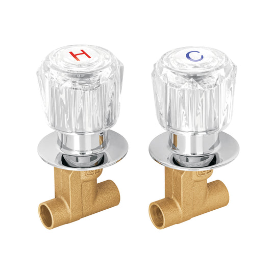 Juego llaves empotrar soldables, maneral acrílico, Foset, 49250