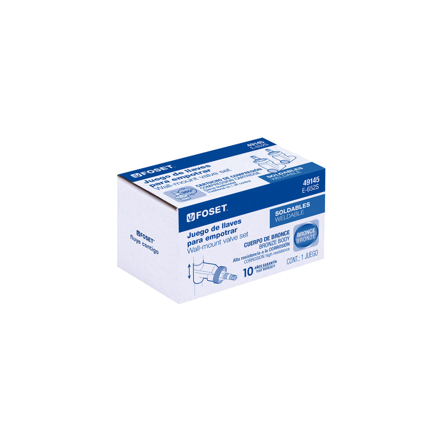 Juego llaves empotrar soldables, compresión, s/maneral,Foset Caja con 2, 49145
