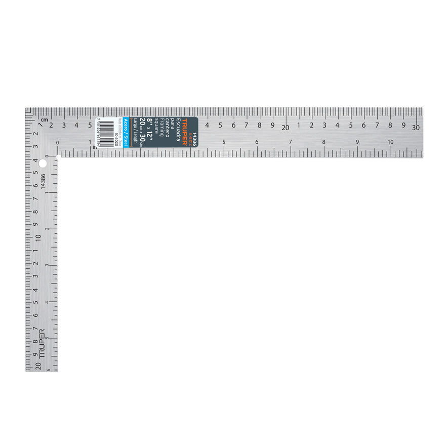 Escuadra 8'x12' de acero para cantero, Truper Caja con 5, 14386