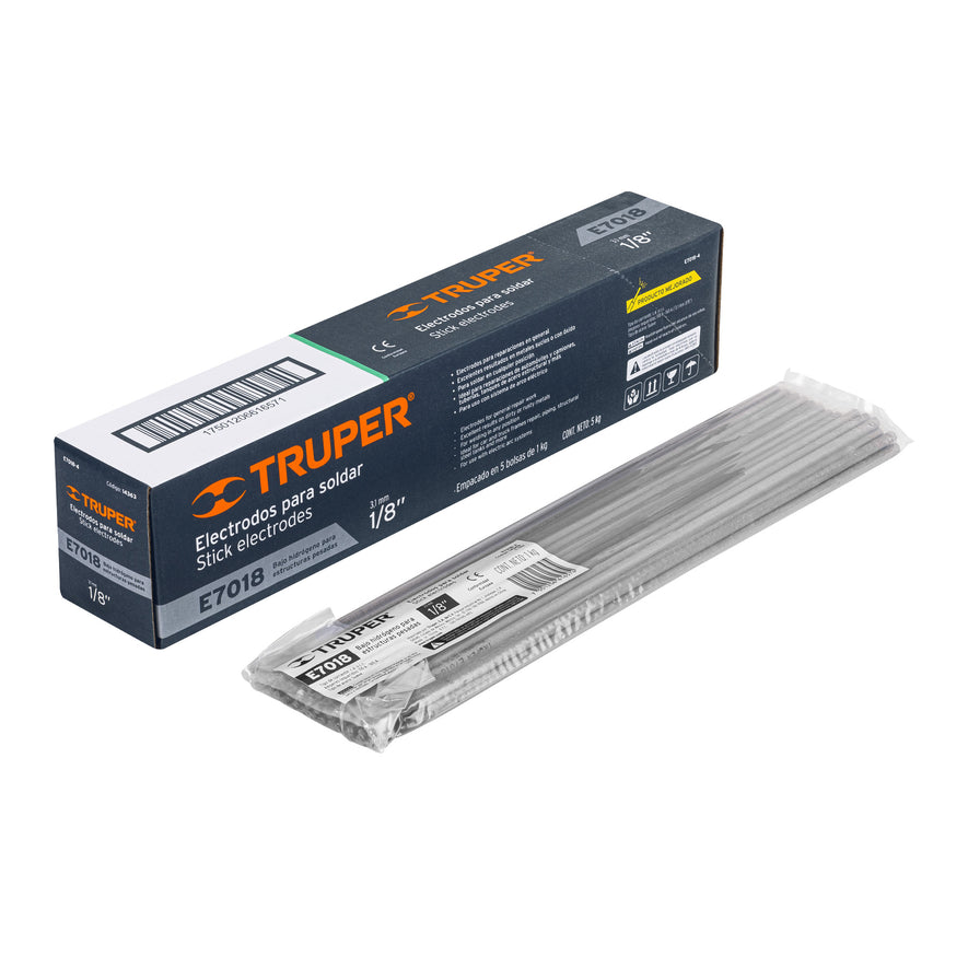Bolsa con 1 kg de electrodos 7018 de 1/8', Truper Caja con 5, 14363