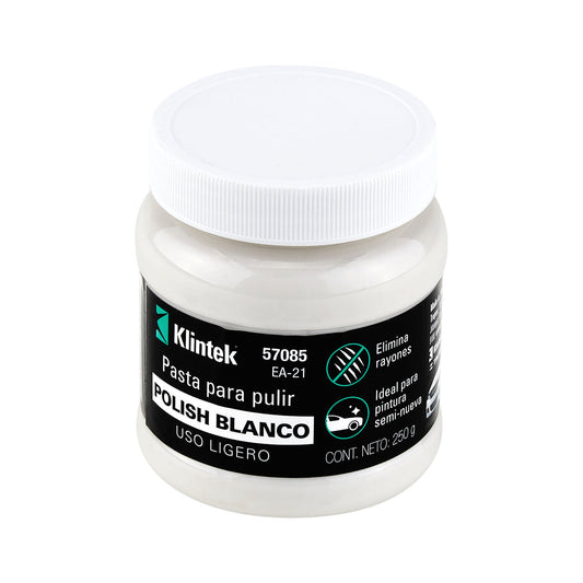 Polish en pasta blanca para auto, 250 g, uso ligero, Klintek Caja con 6, 57085