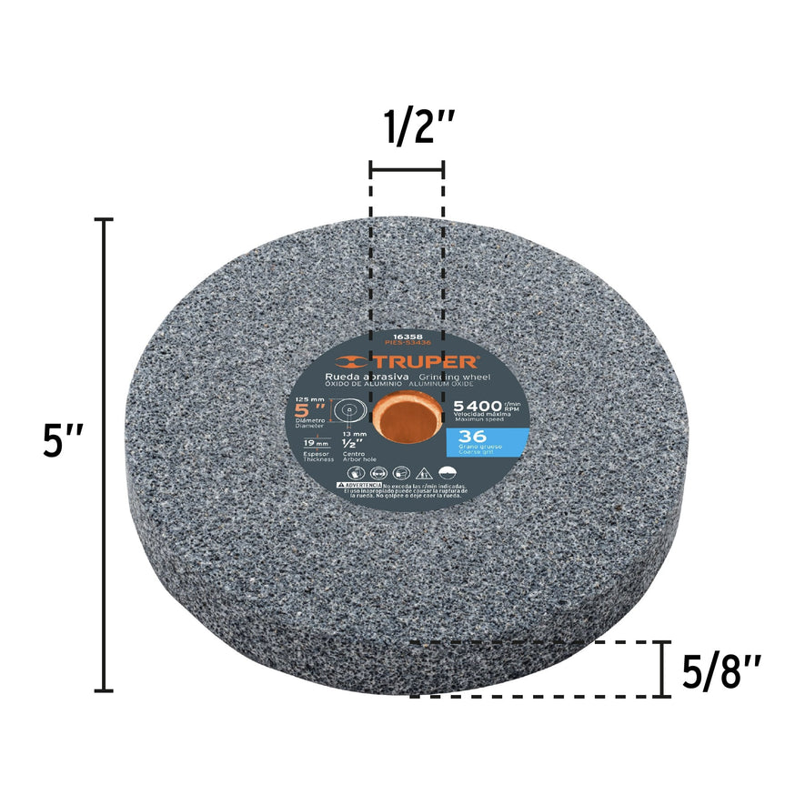 Esmeril de banco de 5' de 1/6 HP (120 W), Pretul, 29994