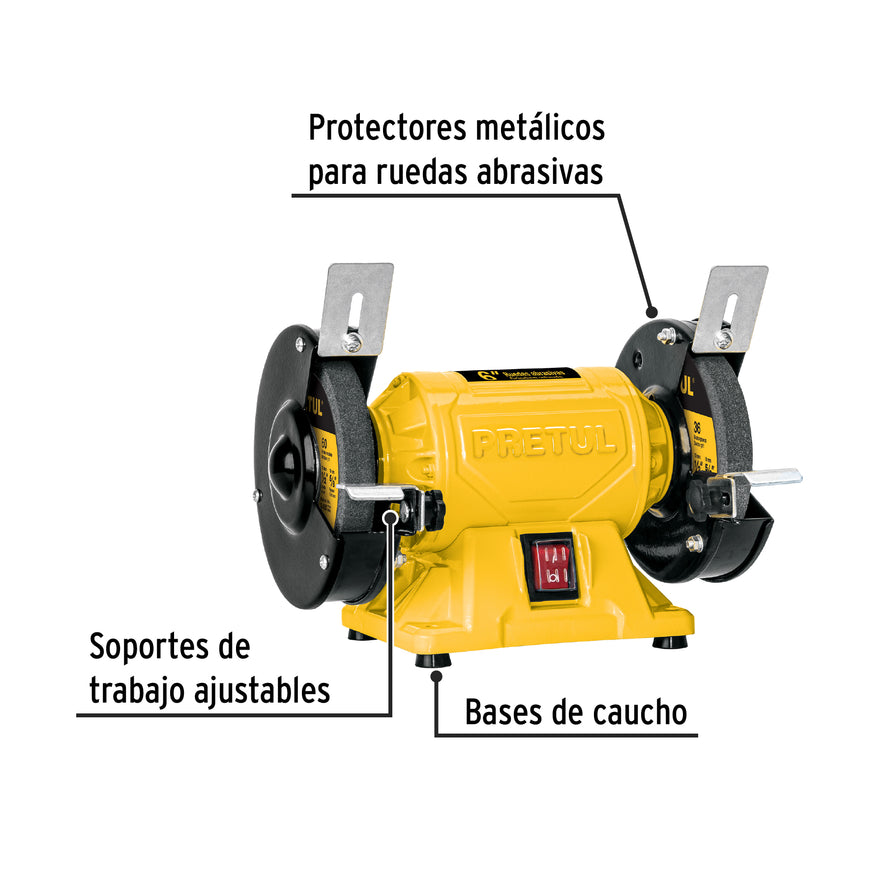 Esmeril de banco de 6' de 1/4 HP (185 W), Pretul, 28237