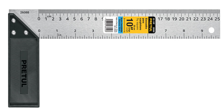 Escuadra 10' para carpintero, Pretul Caja con 6, 26088
