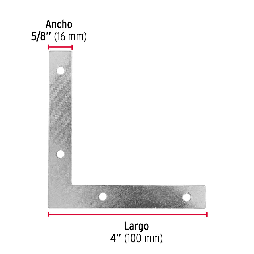 Bolsa c/24 escuadras planas cantoneras 4' x 4', Fiero Caja con 6, 41043