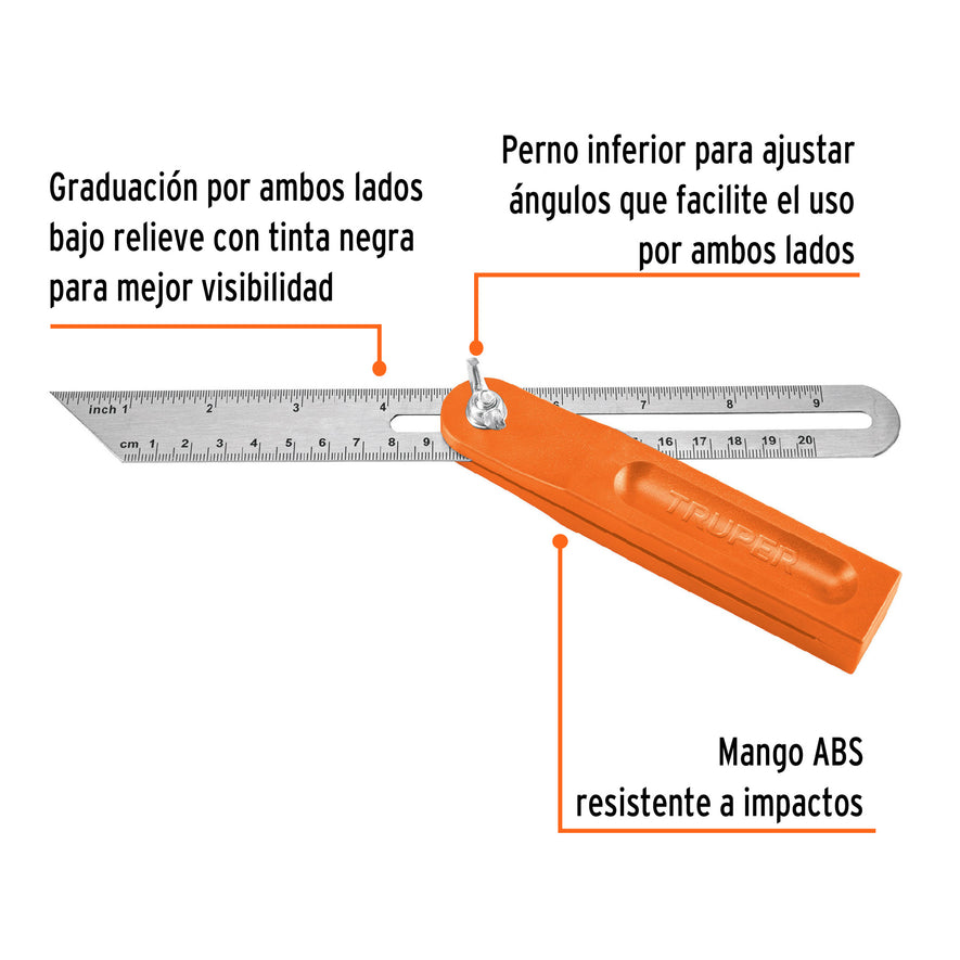 Escuadra falsa d/acero inoxidable 19cm / 6' con mango de ABS Caja con 5, 14382