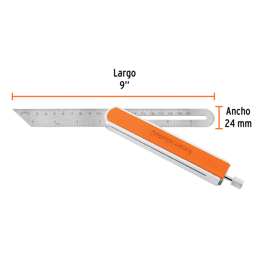 Escuadra 9' falsa de acero inox mango de aluminio, Expert Caja con 5, 14385