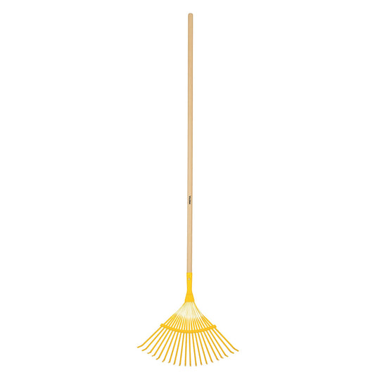 Escoba metálica para jardín, curva, 20 dientes, mango 48' Caja con 6, 21431