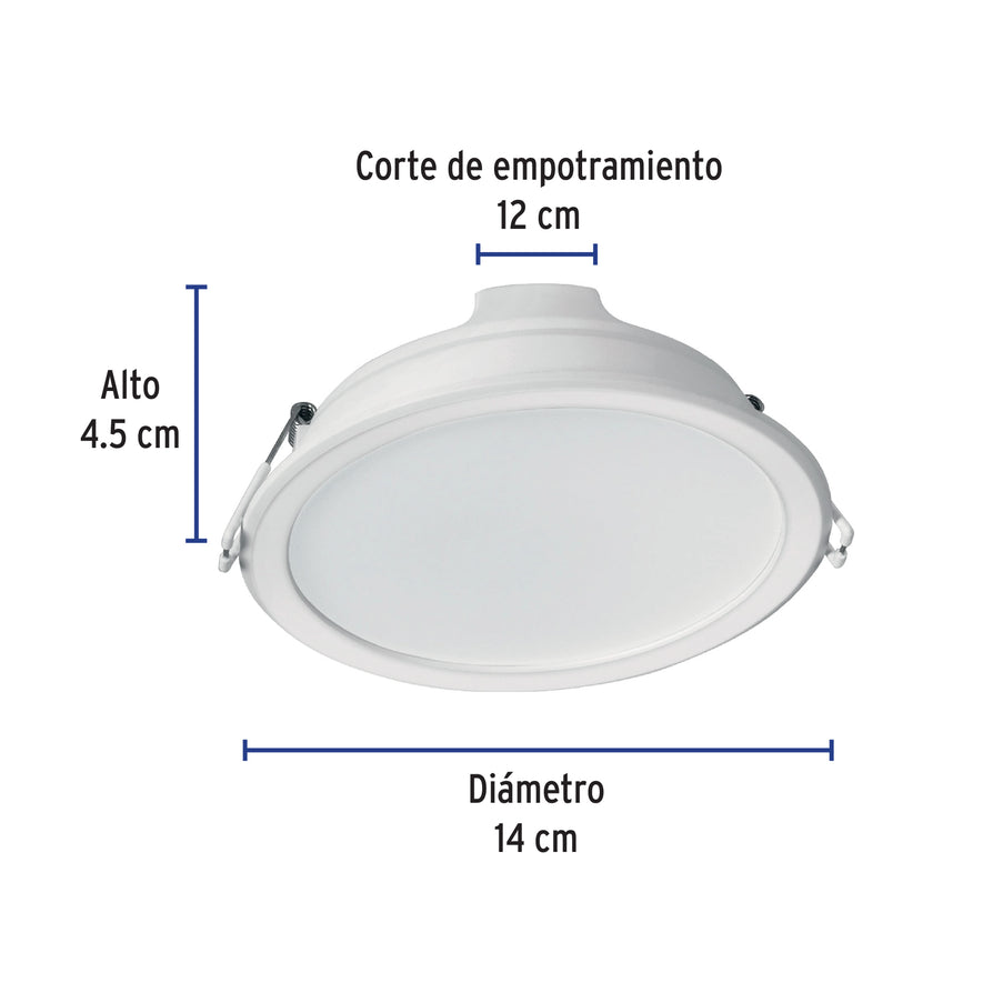 Luminario LED empotrable 12 W redondo, luz de día, Basic Caja con 2, 25088