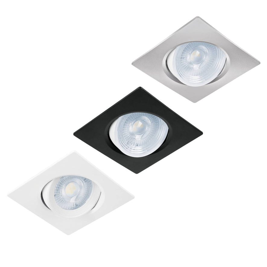 Luminario de LED 5 W empotrar cuadrado cromo spot dirigible Caja con 4, 46949