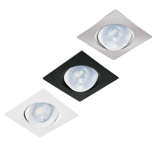 Luminario de LED 5 W empotrar cuadrado negro spot dirigible Caja con 4, 46948