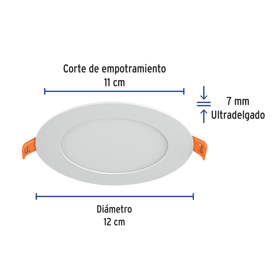 Luminario ultra delgado LED 6 W empotrar redondo luz cálida Caja con 4, 47409