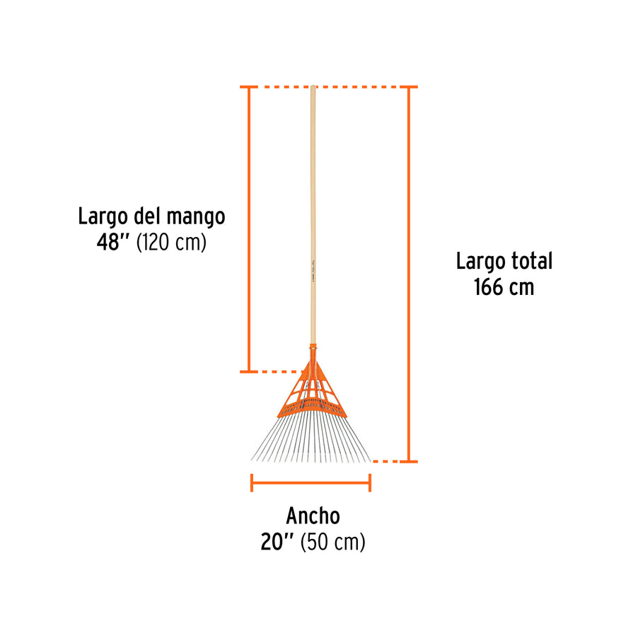 Escoba metal/plástico alto impacto, cabeza recta, 22 dientes Caja con 6, 14332