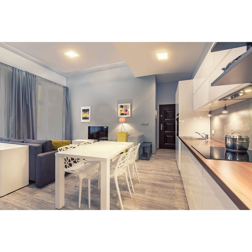 Luminario ultra delgado LED 6 W empotrar cuadrado luz cálida Caja con 4, 47406