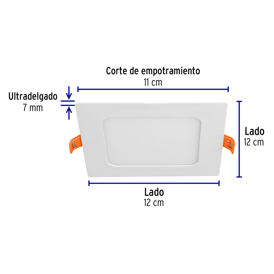 Luminario ultradelgado cuadrado p/empotrar 6W, luz de día Caja con 4, 48540
