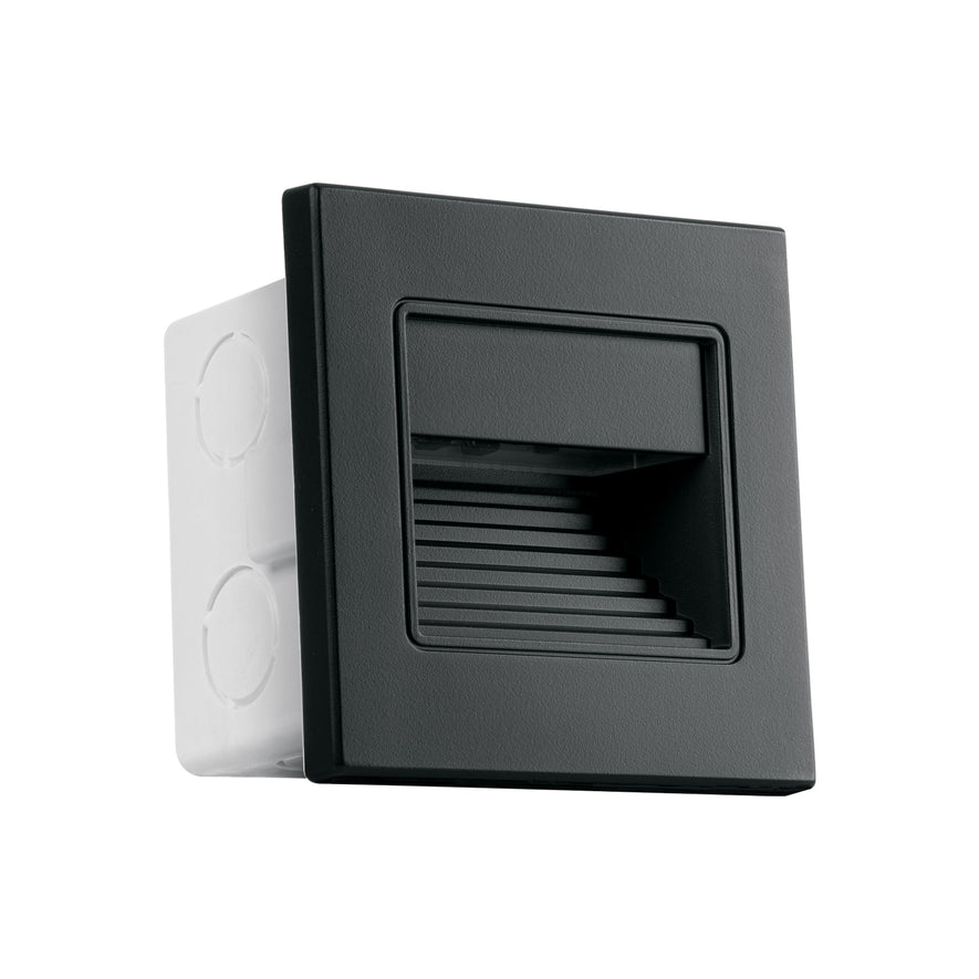 Luminario LED empotrable de cortesía 1 W, luz cálida, negro Caja con 4, 49499