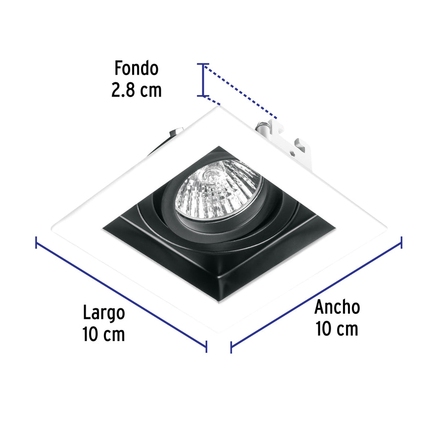 Luminario empotrable con 1 spot dirigible, blanco, VOLTECK Caja con 4, 49544
