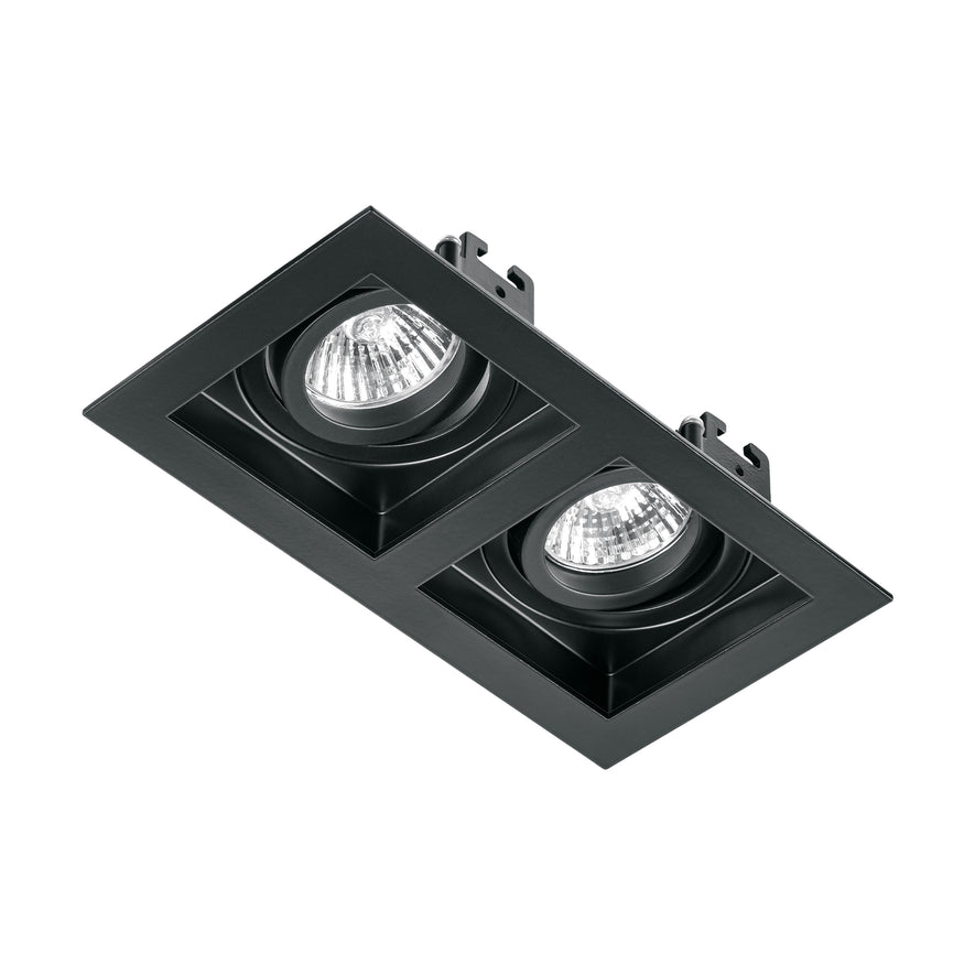 Luminario empotrable con 2 spots dirigibles, negro, VOLTECK, 49713