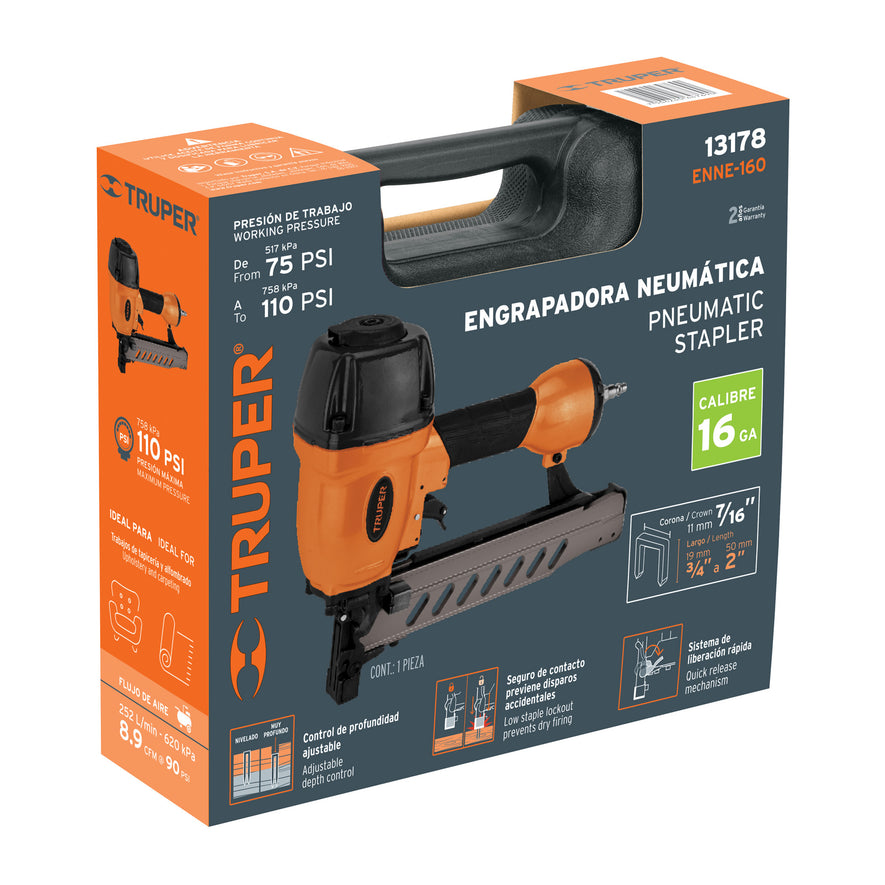 Engrapadora neumática, calibre 16, Truper, 13178